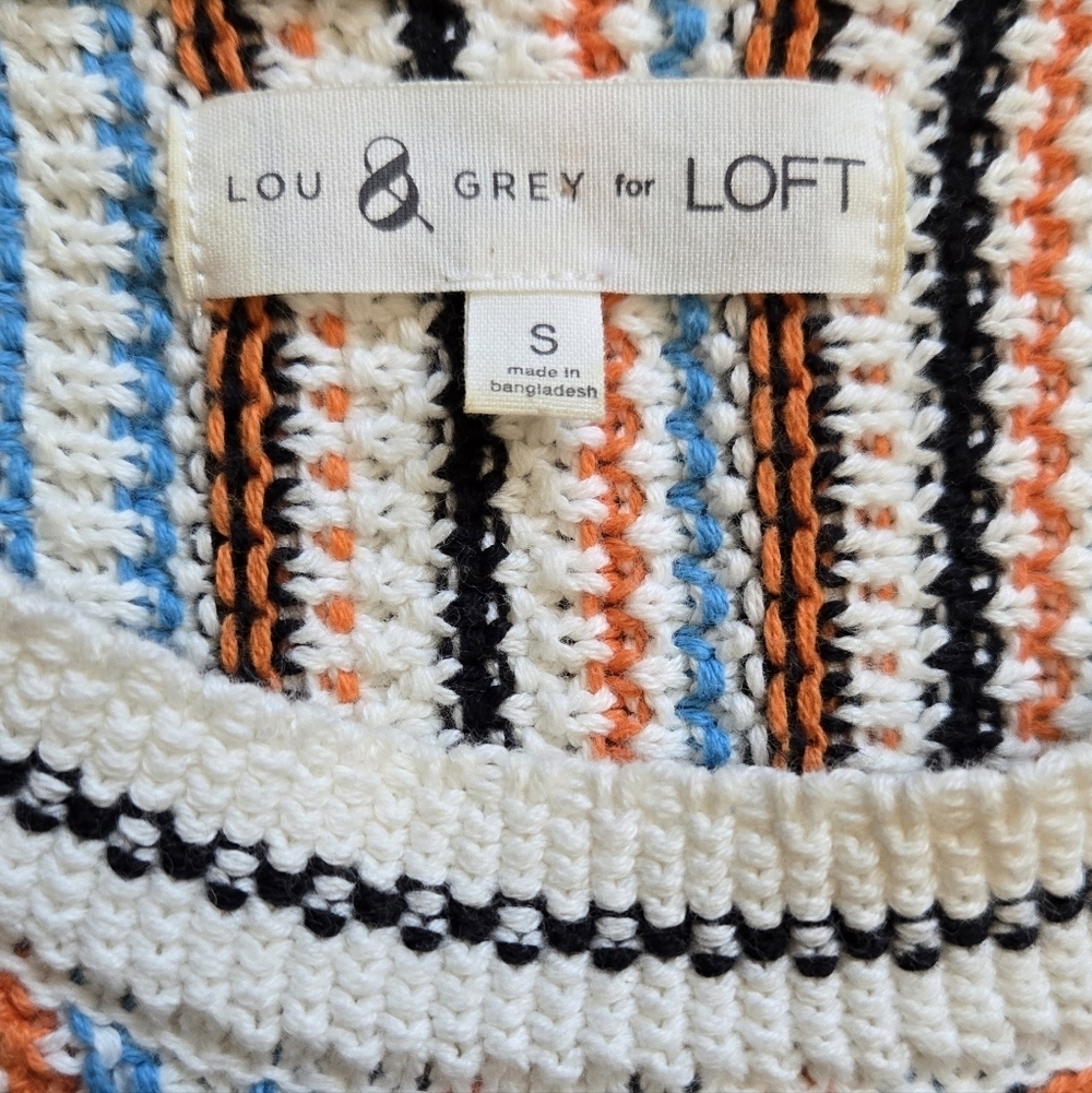 Lou & Grey For Loft Fringe Striped Multicolor Boho Style Tank Size Small - Picture 6 of 12